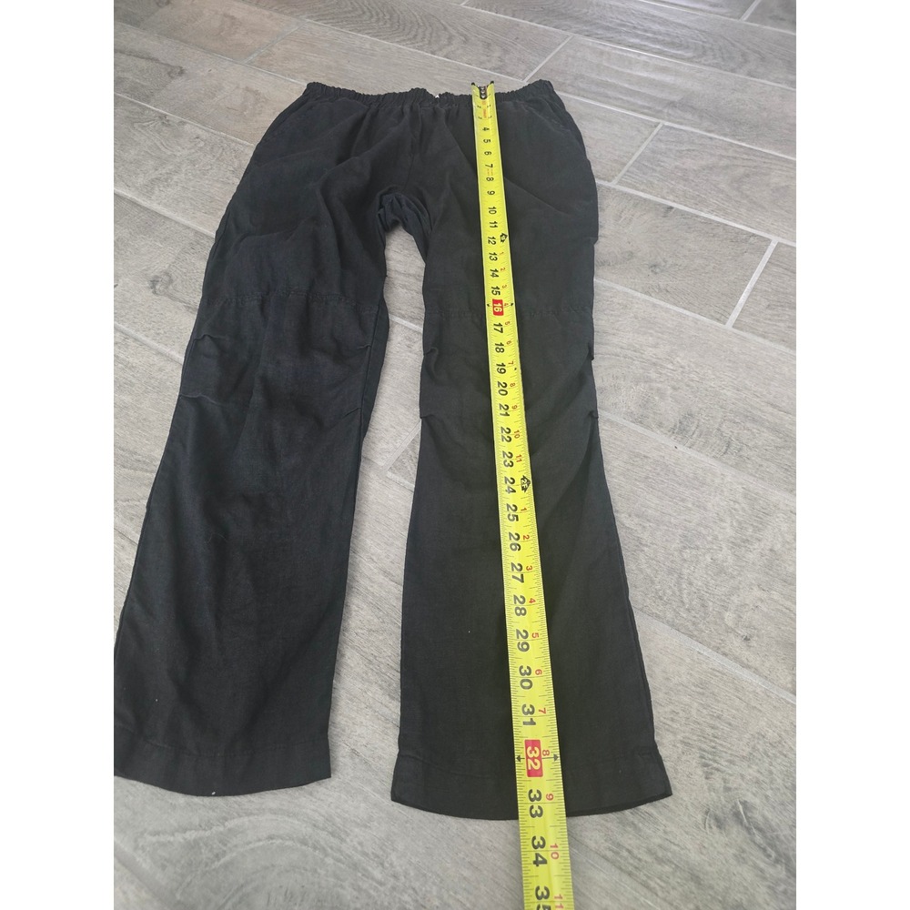 Sady & Lu Women's Linen Pants Black Elastic Waist Casual Relaxed Medium Ankle - Picture 2 of 7